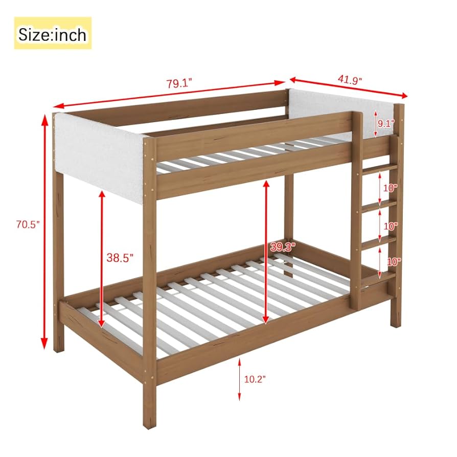 つむぎ Amazon.com: ZHZXWKK Twin Over Twin Bunk Bed, Upholstered